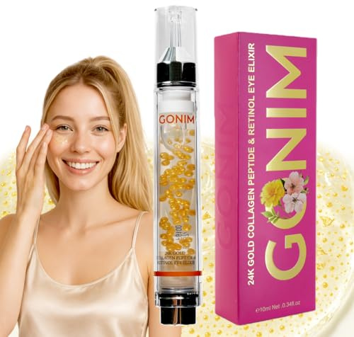 GONIM Eye Gel with Caffeine & Niacinamide, Hydrating Under Eye Gel Serum with Collagen Peptides & Retinol for Fine Lines, Dark Circles and Puffiness, Reduce Wrinkles, Hydrating Gel Base, 0.34oz/10ml