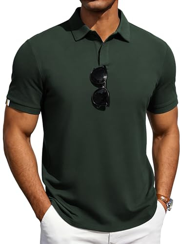 HMIYA Herren Poloshirts Mit Kurzen Ärmeln Atmungsaktive Poloshirts Für Herren Sommer T-Shirts Mit Druckknöpfen Freizeitshirts Basic Golf-Poloshirt