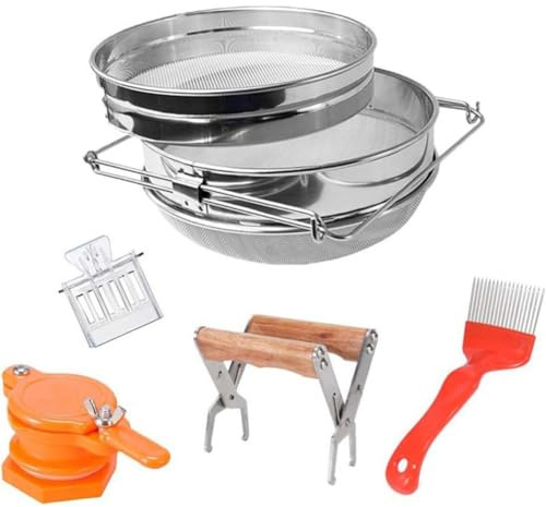 YGBWAOV Filtres à Miel Passoire Double Tamise Kit de Récolte de Miel Ensemble en Acier Inoxydable de 6 - Passoire à Miel à Double Tamise