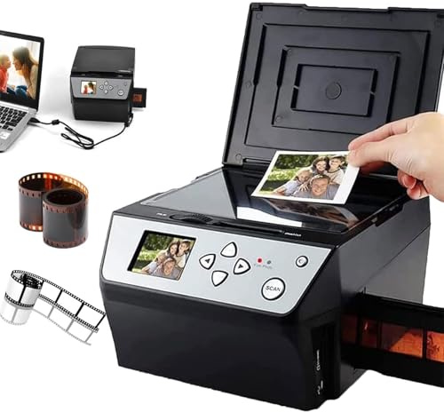 USB Multifunction Scanner for Film, Slides, and Photos - Converts 135&110 Film, 35mm Slides, Documents, and Business Cards to HD 22MP Digital JPG Files with 5 LCD Screen