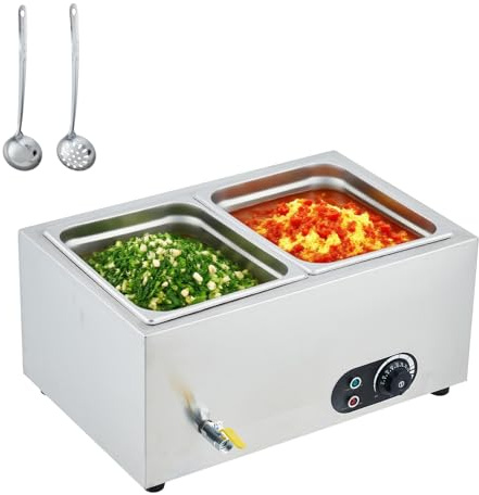 Bain Marie Électrique Professionnel, Chauffe-Plats En Acier Inoxydable Alimentaire, 2 Bacs GN 1/2 Avec Couvercles, Chauffage Rapide Uniforme, Température Réglable, Pour Restaurant Hôtel Buffet Caterin