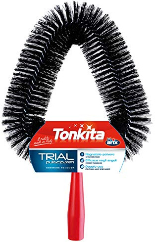 TONKITA | Rechange Trial Levaragnatele avec poils semi-rigides, levier d'araignée triangulaire, élimine la poussière et les toiles d'araignées - Fabriqué en Italie