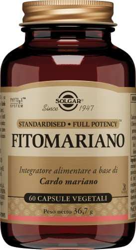 Solgar FITOMARIANO, 60 capsule vegetali – Cardo mariano (80% silimarina) – funzione epatica e depurazione