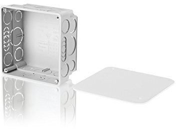 F-tronic Unterputz-Abzweigkasten, 50mm tief, 100x100mm, E141, Inhalt: 10, Stück, Inkl. Deckelschrauben und Deckel in weiß, Material: PS, recycelbar, Grau