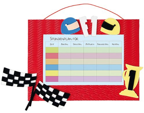 Bastelset Stundenplan für Schulstunden Formel 1 Auto rot Junge