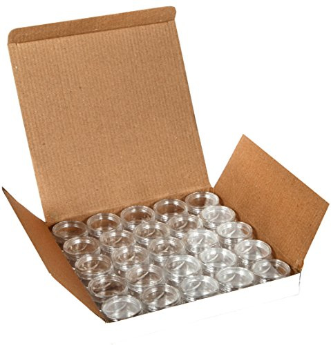 Vivaplex 25 count clear, 10 gram plastic pot jars, cosmetic containers, with lids
