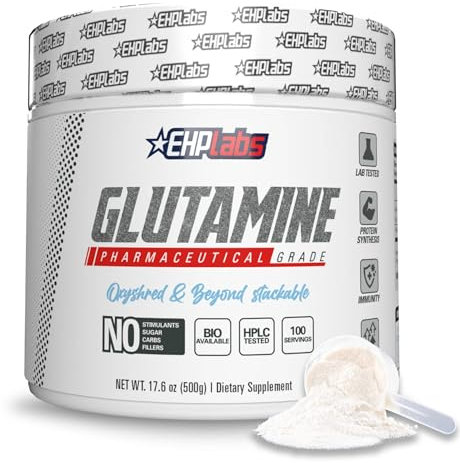 EHPlabs Glutamine Recovery Amino Acids (500g) Improves Protein Metabolism, Improves Focus & Concentration - 100 Servings