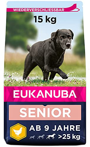 Eukanuba Hundefutter mit frischem Huhn für große Rassen, Premium Trockenfutter für Senior Hunde, 15 kg