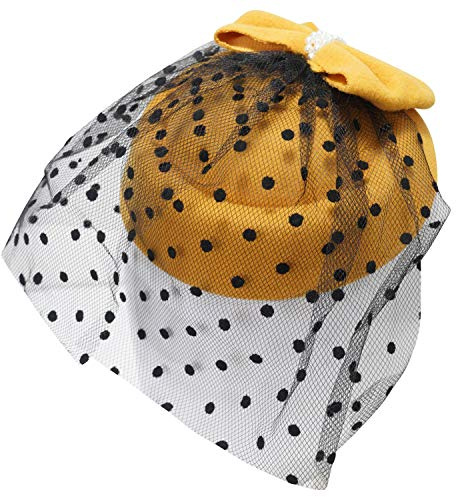 Ro Rox Grace Perlen Vintage Retro 40er 50er Jahre Fascinator Hochzeit Party Hut - Senf