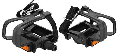 Pédales de vélo, 1 Paire de pédales de Cyclisme en Nylon avec Clips et Sangles, Accessoires de vélo de Montagne Fixie pour vélo d'exercice, vélo de Course et vélos d'extérieur