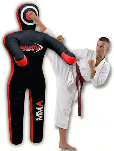 Shelly MMA Dummy Judo Grappling Dummy Punching Bag Brazilian BJJ JIU Jitsu Standing Position Dummy Wrestling Martial Arts Boxing Karate Training Dummies - Canvas - UNFILLED