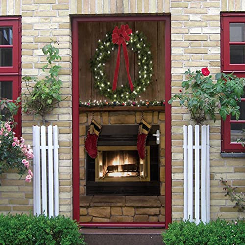 Türtapete Selbstklebend Türposter Weihnachts-Kamingeschenk 90X200Cm 3D Türaufkleber Wasserdichte Fototapete Türfolie Abnehmbar Wandaufkleber Wohnzimmer Küche Schlafzimmer Deko Wandbild