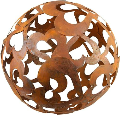 Bornhöft Boule de 30 cm en métal rouillé - Décoration de jardin - Boule en ruban d'acier (boule en forme de cœur 40 cm)