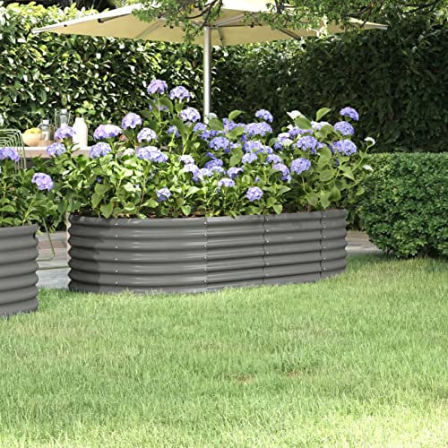BaraSh Jardinera arriate Acero Recubrimiento Polvo Gris 152x80x36 cm Jardinera Rectangular