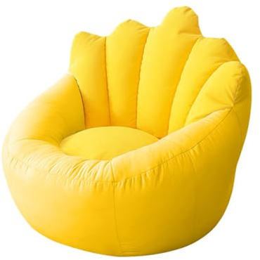 Highdi Sitzsack für Kinder Erwachsene Indoor Outdoor Sitzkissen Weicher Flauschiger Krone Sofabettbezug Ohne Füllung Gartenkissen Bodenkissen für Mädchen Wohnzimmer Gaming (Aldult- 80x70cm,Gelb)