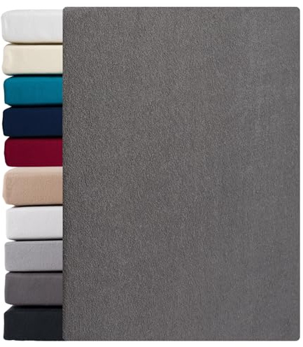 Frottee Spannbettlaken für Boxspringbett & Wasserbett | Grau | 180x200-200x220cm | Extra Dickes Material 160g/m² | Oeko-TEX Made in Green, Hautsympathisch, Atmungsaktiv