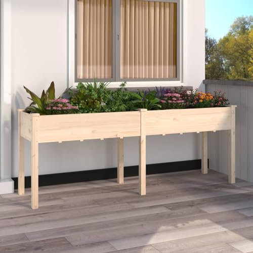 ARKEM Pflanzkübel mit Einsatz 203x53x76 cm Massivholz Tanne PflanzküBel Rechteckig PflanzküBel Hoch