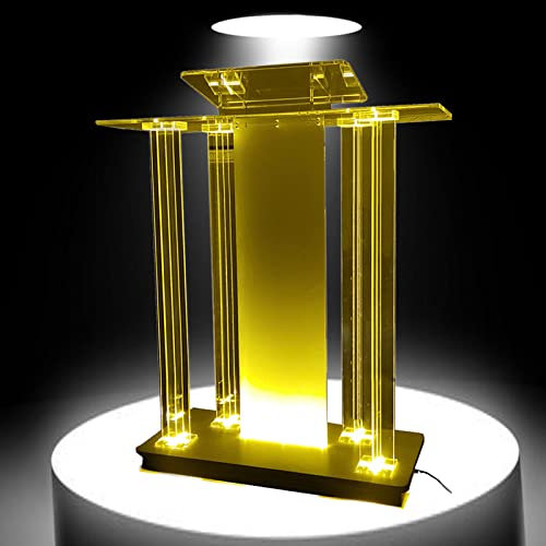 asdchZen Acryl-Rednerpult, Transparenter Rednerpultständer Mit Led-Leuchten, Mobiles Rednerpult Mit Rädern, Mit Einer Breiten Lesefläche Für Restaurants, Hochzeiten, Büros Und Klassenzimmer
