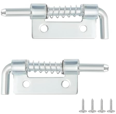 Qrity 2 Pièces Loquet à Ressort, 54mm Loquet à Ressort en Fer Serrure de Porte, 1 Gauche et 1 Droite Goupille de Loquet à Ressort pour Porte de Garage, Abri de Jardin