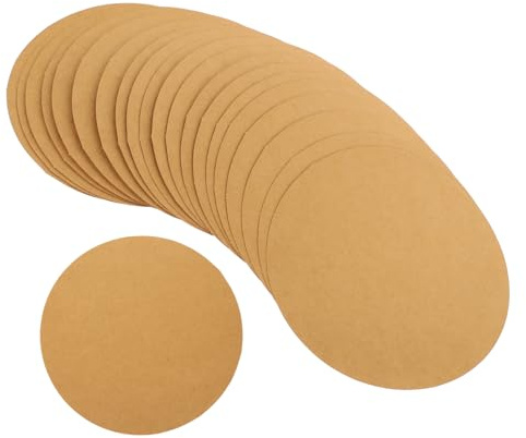 SHINEOFI Tarjetas De Papel De Arte Redondas para Pintar, Cartulinas De Bricolaje 17x17 Cm, Color Kraft Natural, 40 Unidades, Aptas para Manualidades y Dibujo Artístico, Uso Escolar y Creativo