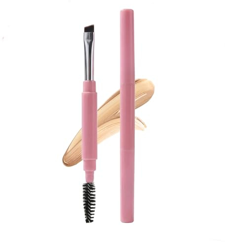 Ksvsonrvi Lot de 2 pinceaux à sourcils avec capuchon, applicateur professionnel à double extrémité biseautée pour façonner et remplir les sourcils, les cils et l'eyeliner, rose
