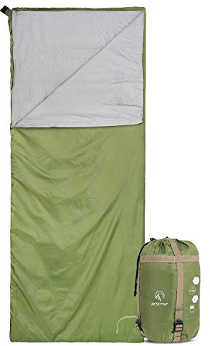 REDCAMP Ultra Lightweight Sleeping Bag for Backpacking, Comfort for Adults Warm Weather, with Compression Sack Green (75x 32.5)