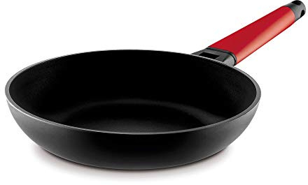 CASTEY - Sartén de Inducción Castey, Modelo 2-22, Color Rojo, Tamaño 22 cm, Aluminio y Mango Desmontable, Revestimiento Antiadherente, sin PFOA, Base Full Induction, Apta para Todas las Cocinas
