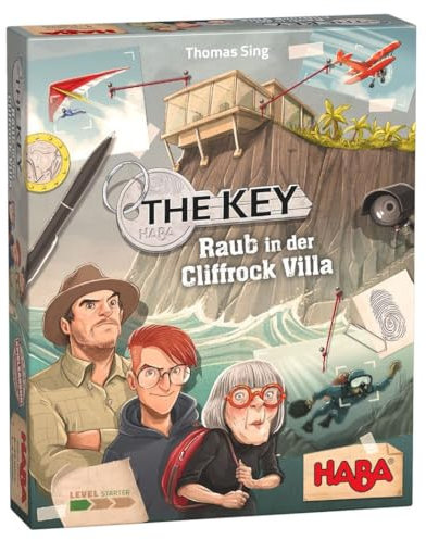 HABA 305543 - The Key – Raub in der Cliffrock-Villa, detektivisches Krimi-Spiel für 1–4 Spieler ab 8 Jahren, Familienspiel mit umfangreichem Spielmaterial und Lösungskontrolle
