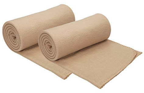 Betz Fleecedecke 2 Stück 130x170 cm 180g/m² – Weiche Wohndecke & Kuscheldecke – Flauschige Sofadecke als Tagesdecke – Leicht, wärmend & pflegeleicht – Farbe Sand