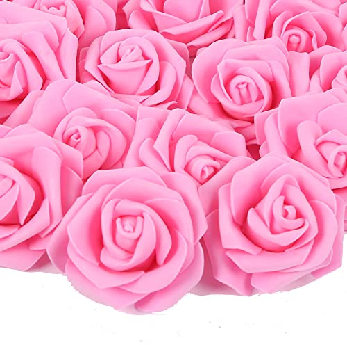 INSUNSIX Konstgjorda rosblommor, 100 st skumros, bulk, rosa, falska blomhuvuden för gör-det-själv bröllopsbuketter, rosvägg, kyssbollar, bruddusch, bordsuppsatser, arrangemang, fest, bord dekorationer