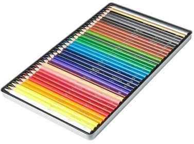 Amazon Basics Buntstifte in Blechdose, 36 Stück, Farblich sortiert