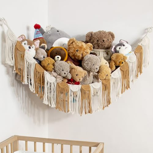 Amdermi Stuffed Animal Hammock Hanging Net Organizer for Children's Room Stuffed Animal Toy Hammock for Teddy net Corner Hanging Toy Net for Bedroom