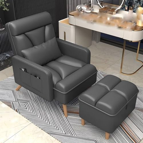 Relaxsessel mit Liegefunktion Modern Leder, Ottomane mit Stauraum, Ergonomisches Design für Wohnzimmer, Schlafzimmer, Büro (Color : E)