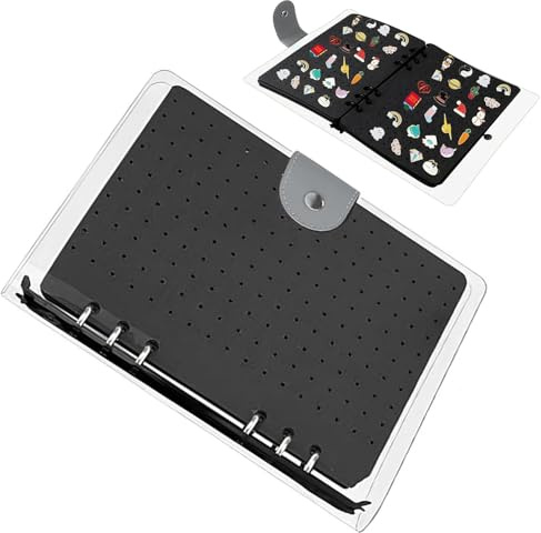PinCase Book – Porte-broches – Album de rangement pour épingles | Boîte de présentation en feutre émaillé avec 6 pages, sac de rangement pour broches pour collectionneurs, clous d'oreilles, feutre,