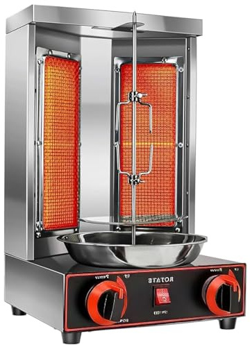 MáQuina para Asar Shawarma, MáQuina para Cocinar Pollo Shawarma con 2 Quemadores, MáQuina para Doner Kebab, para Fiestas en La Cocina del Restaurante en El Hogar,barbecuestove