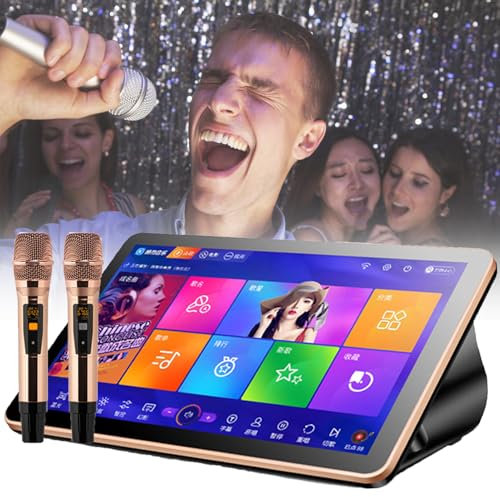 MáQuina De Karaoke Inteligente, Reproductor De Karaoke Profesional Con Pantalla TáCtil De 18,5 Pulgadas, MicróFono Con Pantalla De VisualizacióN De Letras, AplicacióN De Youtube En LíNea,Black-3TB