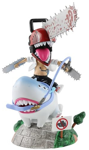 REOZIGN Chainsaw Man Figurine, Shark Fighting Chainsaw Man Figurine 24cm/9.8 Inch PVC Statue Craft Gift