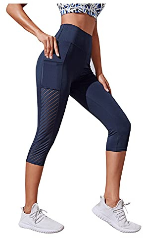 Legging 3/4 Femme Anti-Cellulite Push Up Yoga Taille Haute Elastique Pantalon de Sport Capri Amincissant Gainant Jegging Compression Opaque Course Collants Jogging, Yoga, Course à Pied