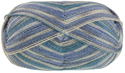 Lana Grossa MEILENWEIT 100 g Denim Mix zeitlose 4-fach Herren-Sockenwolle 420 m, Farbe:4660 - Ecru/Hell-/Taubenblau/Jeans/Hellgrau/Grau