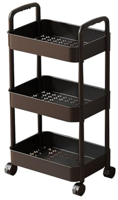 Generisch 3 Stöckiger Aufbewahrungswagen,Küchenwagen mit Rollen, Multifunktionaler Aufbewahrungswagen Organizer,360°Drehbare Rollen,Mobiles Regal,für Küche,Schlafzimmer,Babyzimmer und Büro (Schwarz)