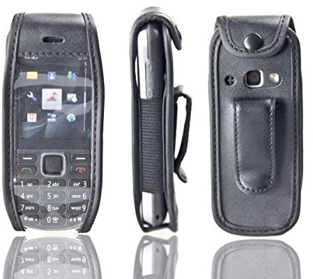 caseroxx Ledertasche mit Gürtelclip für Nokia 3720 in schwarz – robuste Handy-Tasche mit Sichtfenster & Gürtelclip aus Echtleder, ideal für Beruf, Freizeit, Outdoor & sicheren Transport