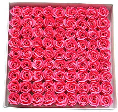 Butterme 81pcs savon de bain parfumé à la main rose fleur de pétales pétales mariage favor dans boîte cadeau - Rose rouge