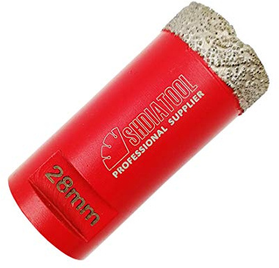SHDIATOOL Red Dry Diamond Drill Core Bit Vacuum Brazed Drilling Porcelain Tile Granite Marble, red