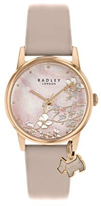 RADLEY Botanical Floral Ladies Light Pink Leather Strap Small Trailing Flower Watch RY2884