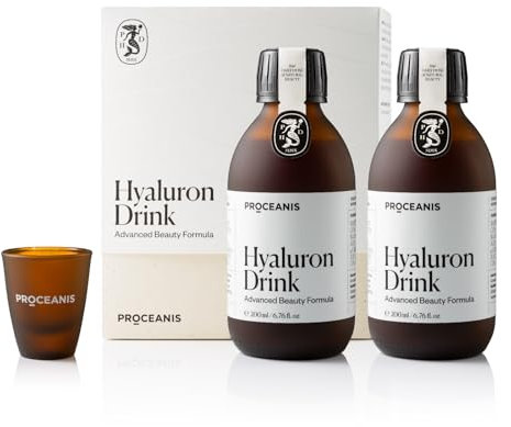 PROCEANIS Hyaluron Drink (Hyaluronsäure hochdosiert) - Hyaluron zum Trinken für natürlich schöne Haut, Haare, Nägel - 100% Vegan (6 Wochen Trinkkur)