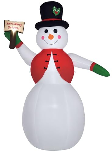 HOMCOM Pupazzo di Neve Gonfiabile Gigante 242cm con Luci a LED | Decorazione Natalizia, per Esterno, Impermeabile