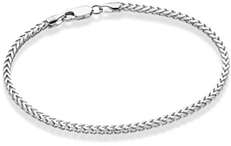 Miabella Solid 925 Sterling Silver Italian 2.5mm Franco Square Box Link Chain Bracelet for Men Women, Made in Italy (Length 7.5 Inches)