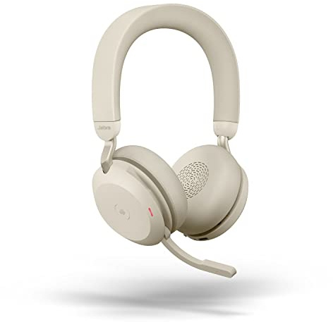 Jabra Evolve2 75 Wireless PC Headset with 8-Microphone Technology - Dual Foam Stereo Headphones with Advanced Active Noise Cancellation, USB-A Bluetooth Adapter and MS Teams-compatibility - Beige
