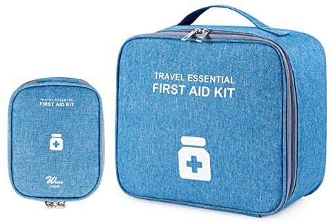 2stk Medikamententasche, Große und Kleine Reiseapotheke Tasche, Erste Hilfe | Große Kapazität Notfalltasche, Wasserdicht, Medikamenten Aufbewahrung, Reise Apothekentasche für Home und Büro, Blau