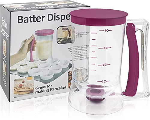 Toparad Distributeur de pâte à crêpes avec étiquette de Mesure, Outil de Cuisson Parfait pour Cupcakes, gaufres, mélange de Muffins, gâteaux ou Tout Autre Produit de Boulangerie
